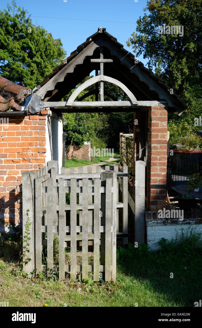 Lych gate entrance to St Catherine's church, Ludham Stock Photo