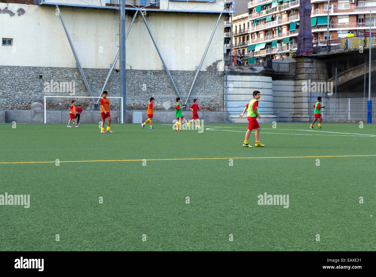 Spain Catalonia Barcelona Amateur football soccer player game Stock Photo