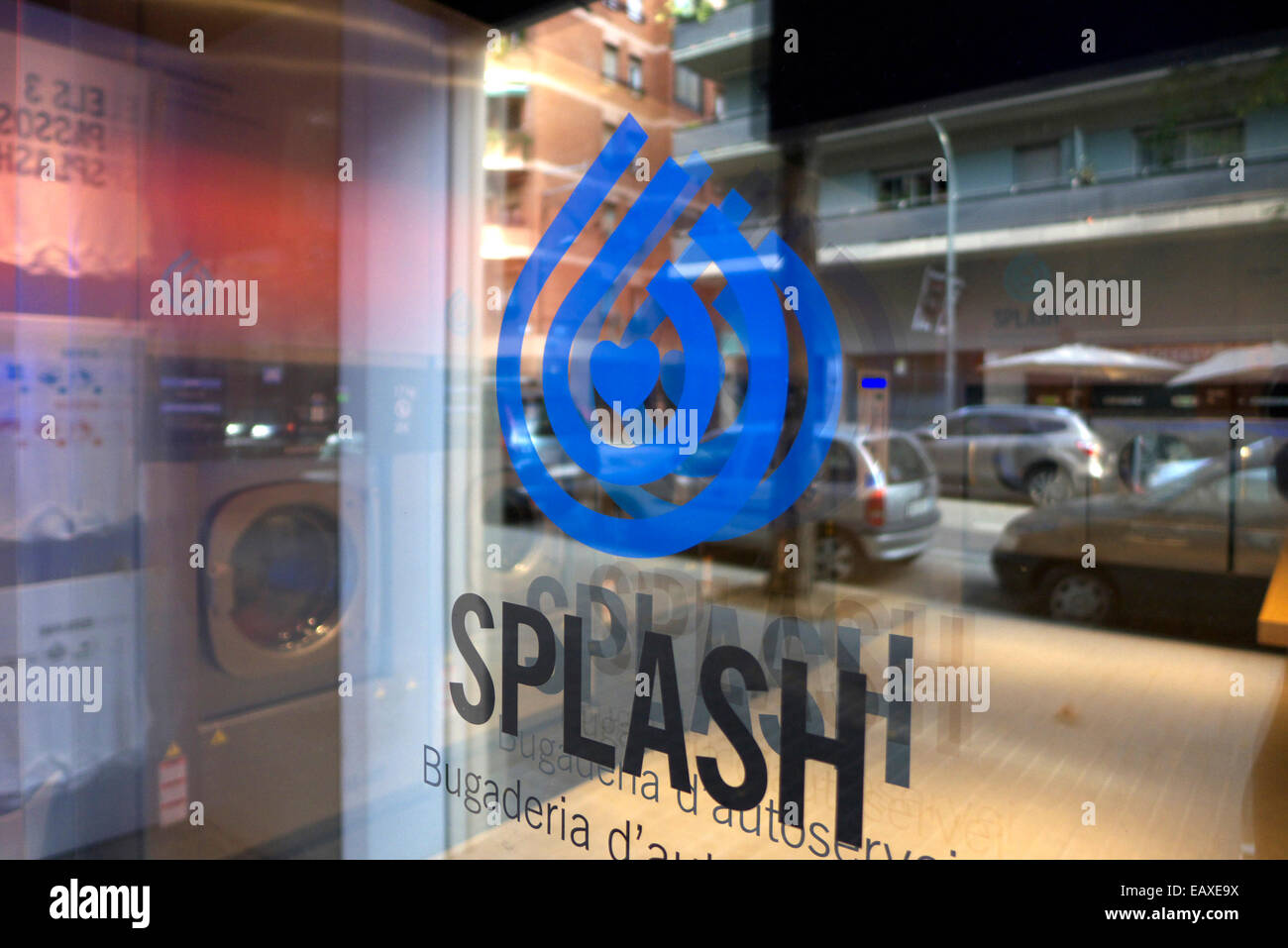 Spain Catalonia Barcelona Splash automatic laundry selfservice Stock