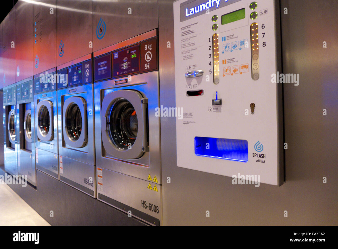 Spain Catalonia Barcelona Splash automatic laundry selfservice Stock