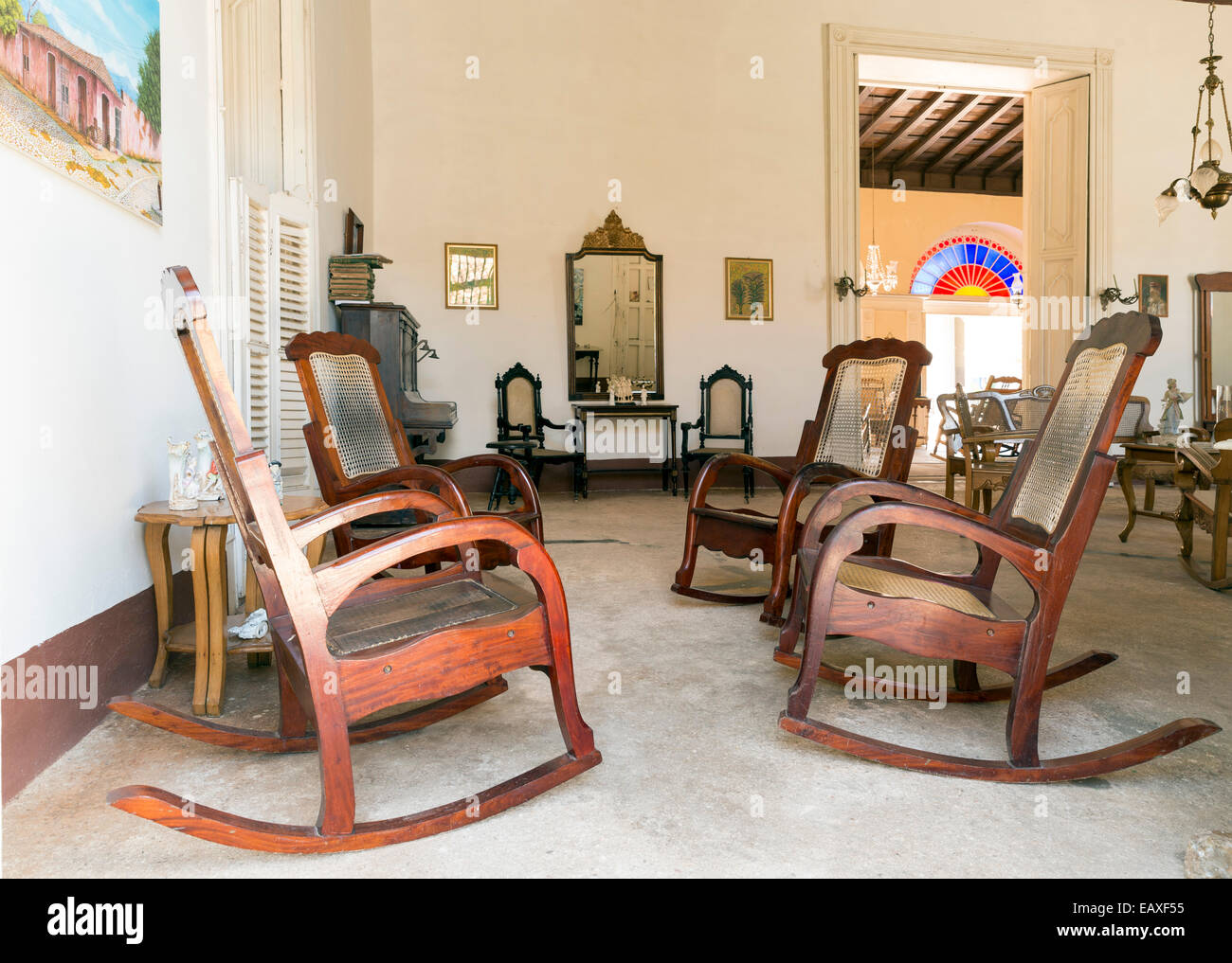 TRINIDAD, CUBA - MAY 8, 2014: Vintage colonial-style room in a cuban home , Trinidad Cuba Stock Photo