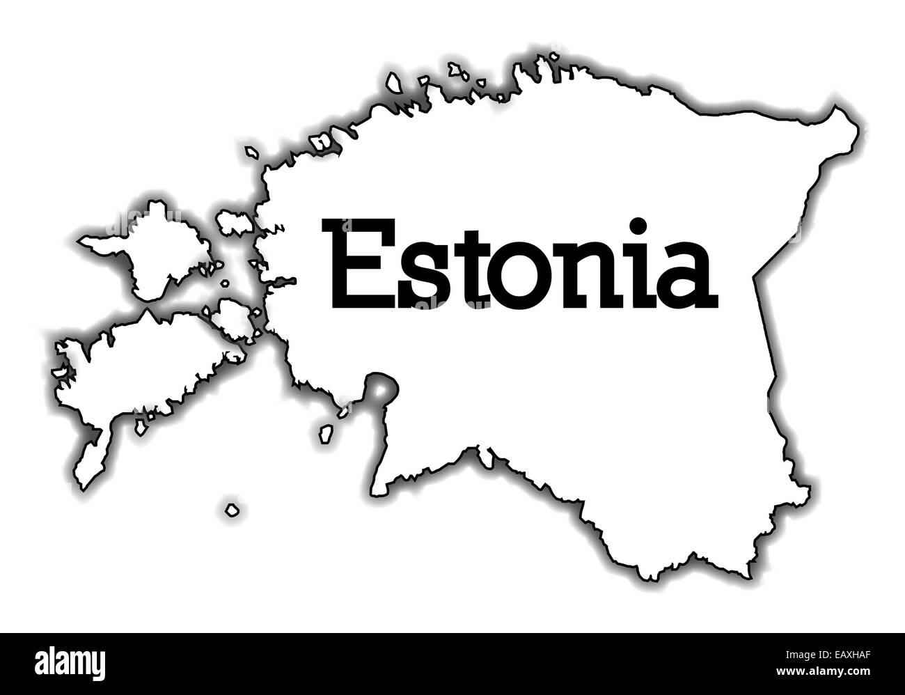 Outline map of Estonia over a white background Stock Photo