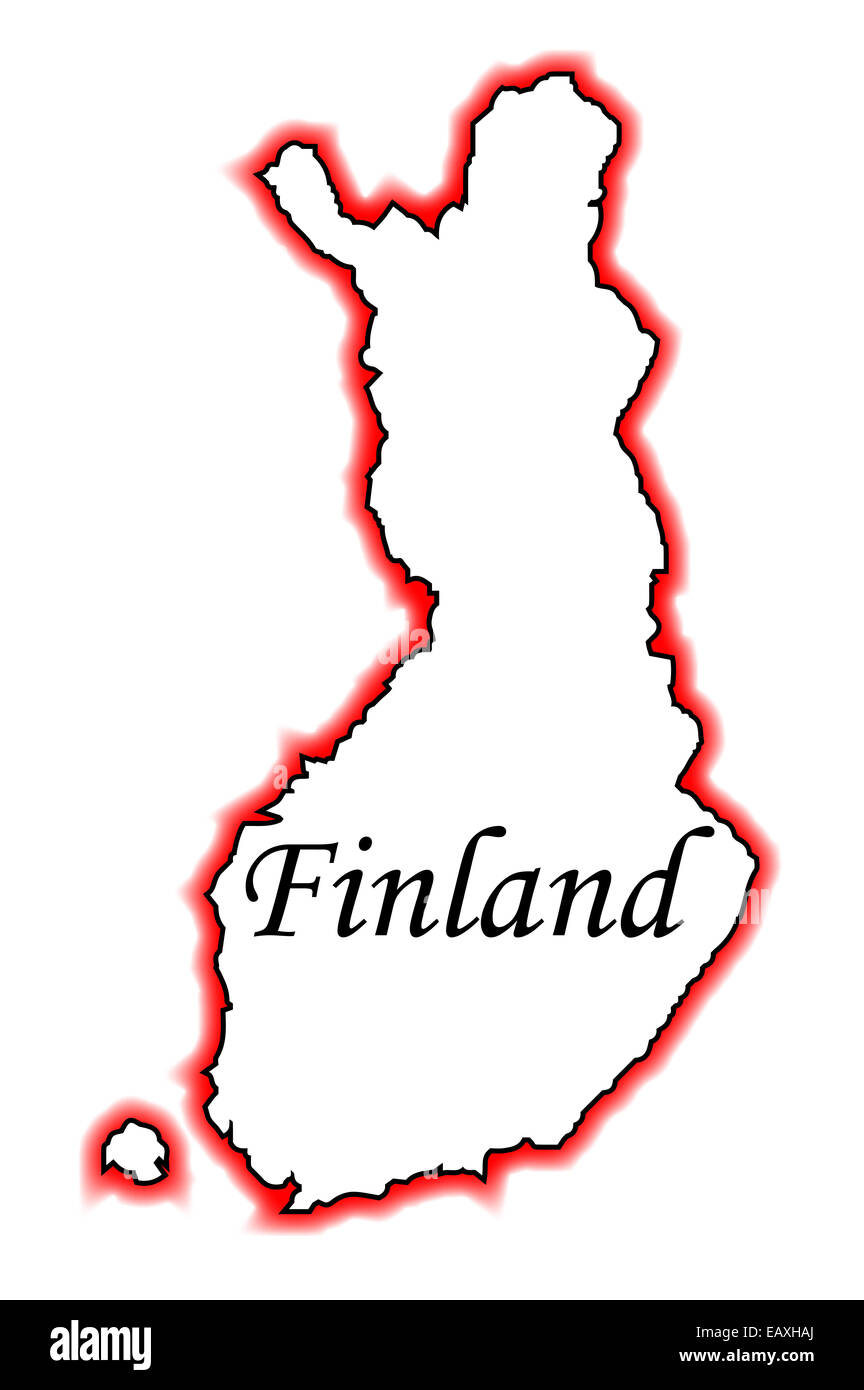 Outline map of Finland over a white background Stock Photo