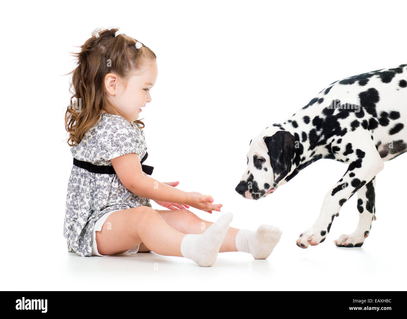 child girl playing puppy dog Stock Photo