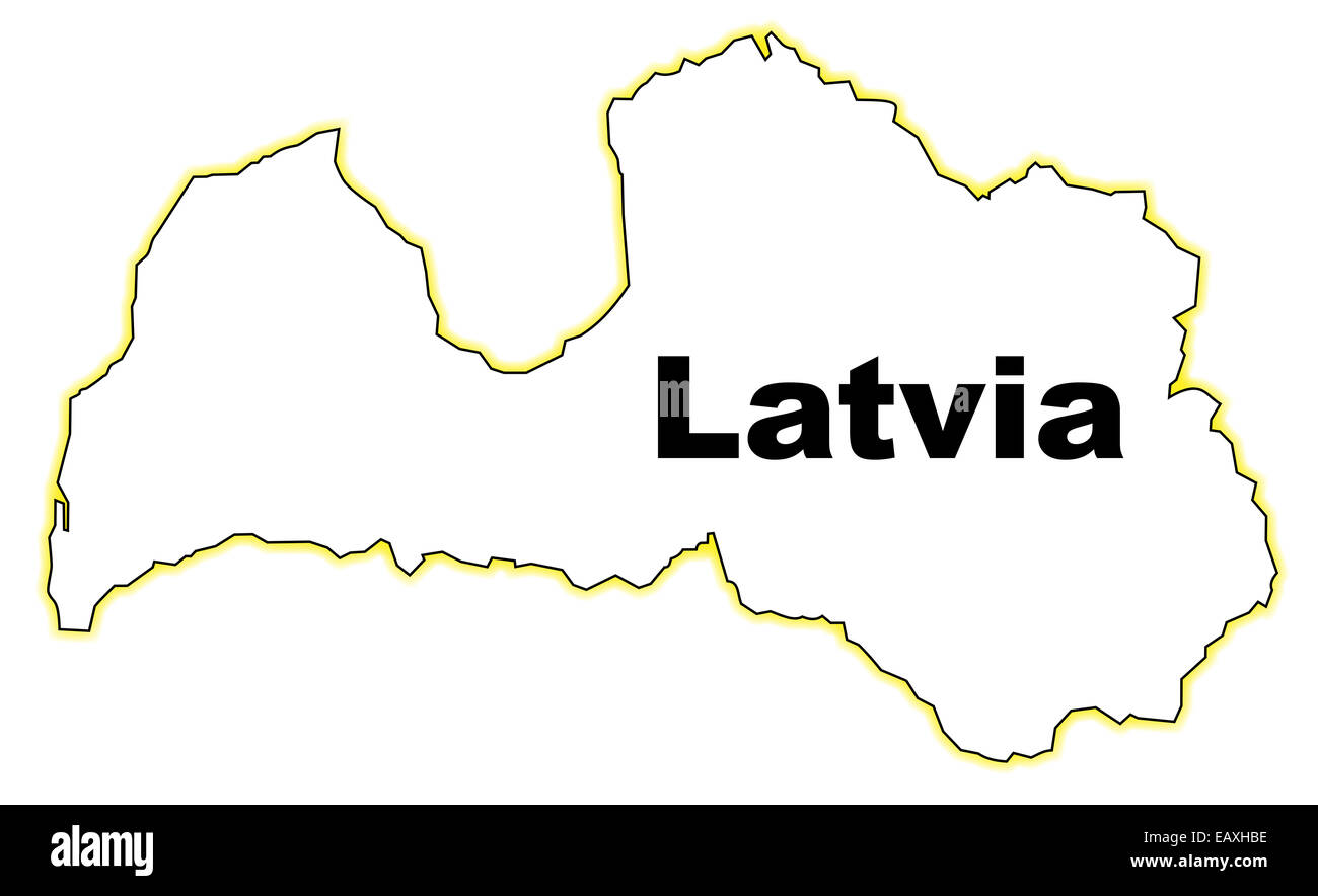 Outline Map Of Latvia Over A White Background Stock Photo