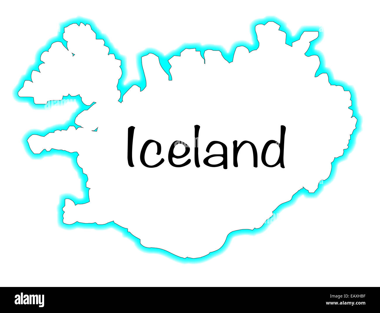 Outline map of Iceland over a white background Stock Photo