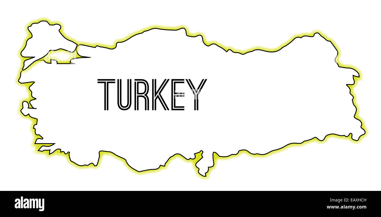 Outline map of Turkey over a white background Stock Photo