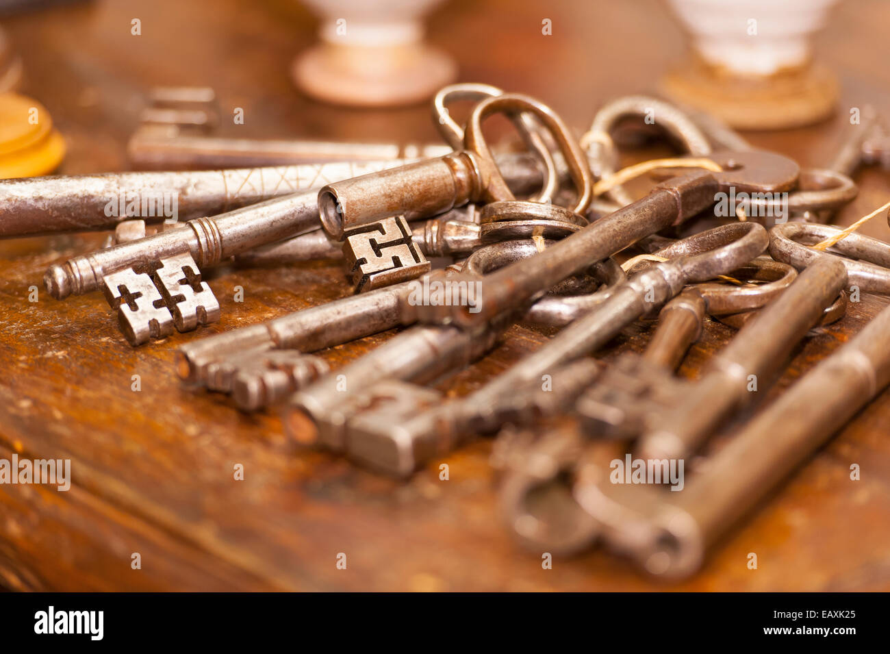Madrid, Spain. 20th Nov, 2014. Detail of vintage keys, Feriarte art and antiques Fair, 38th edition from November 15th to 23th 2014, Ifema fair center, Madrid, Spain. Credit:  Emanuele Ciccomartino/Alamy Live News Stock Photo
