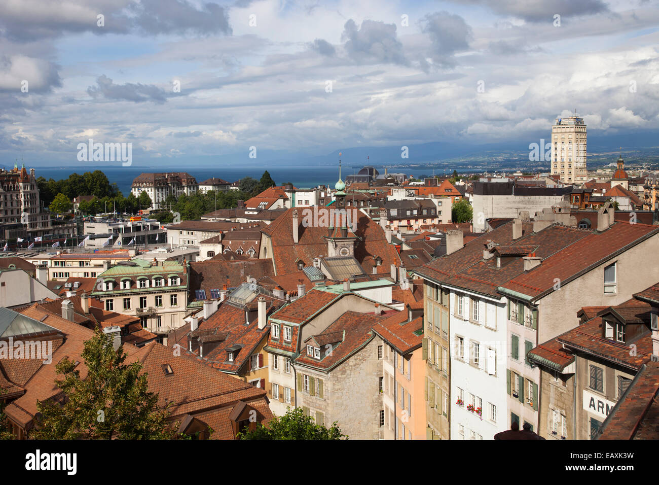 panorama from the cathedral, lausanne, switzerland, europe Stock Photo