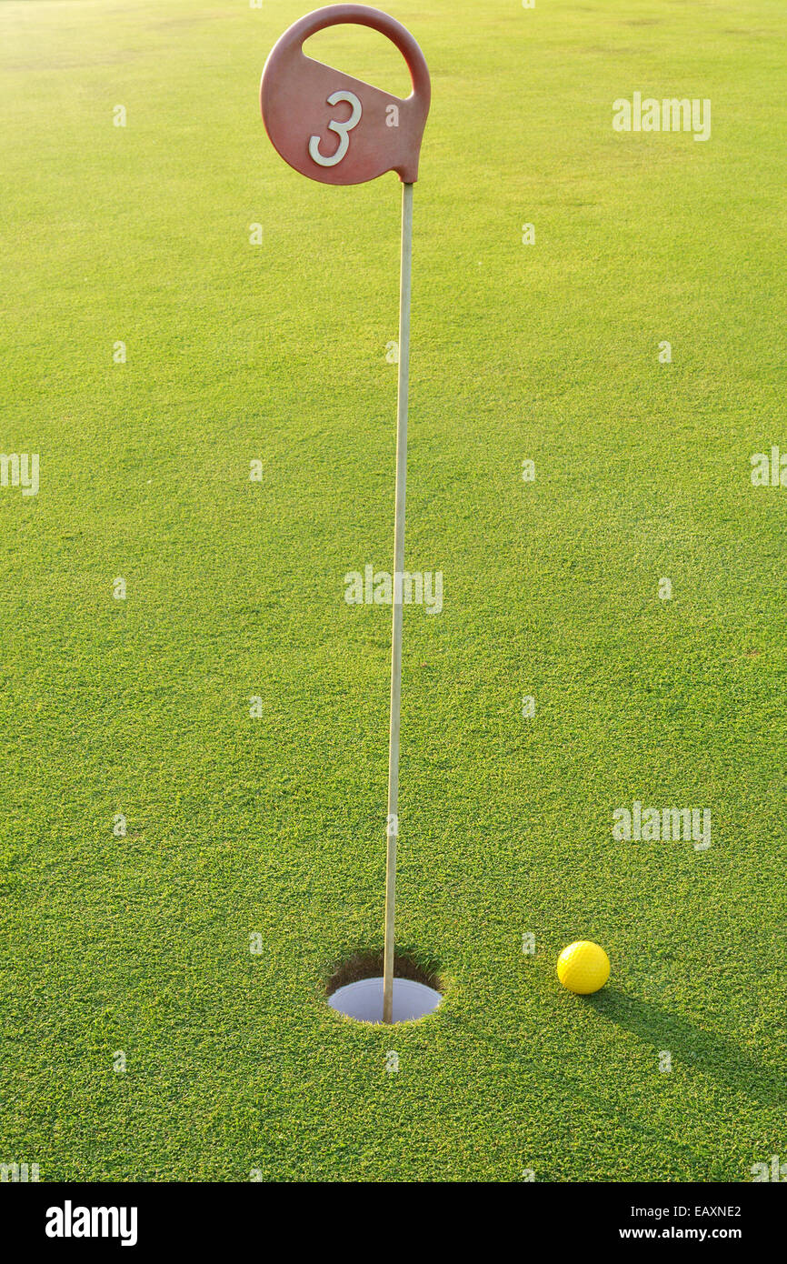 Golf hole number 3 in a sunny weather Stock Photo Alamy