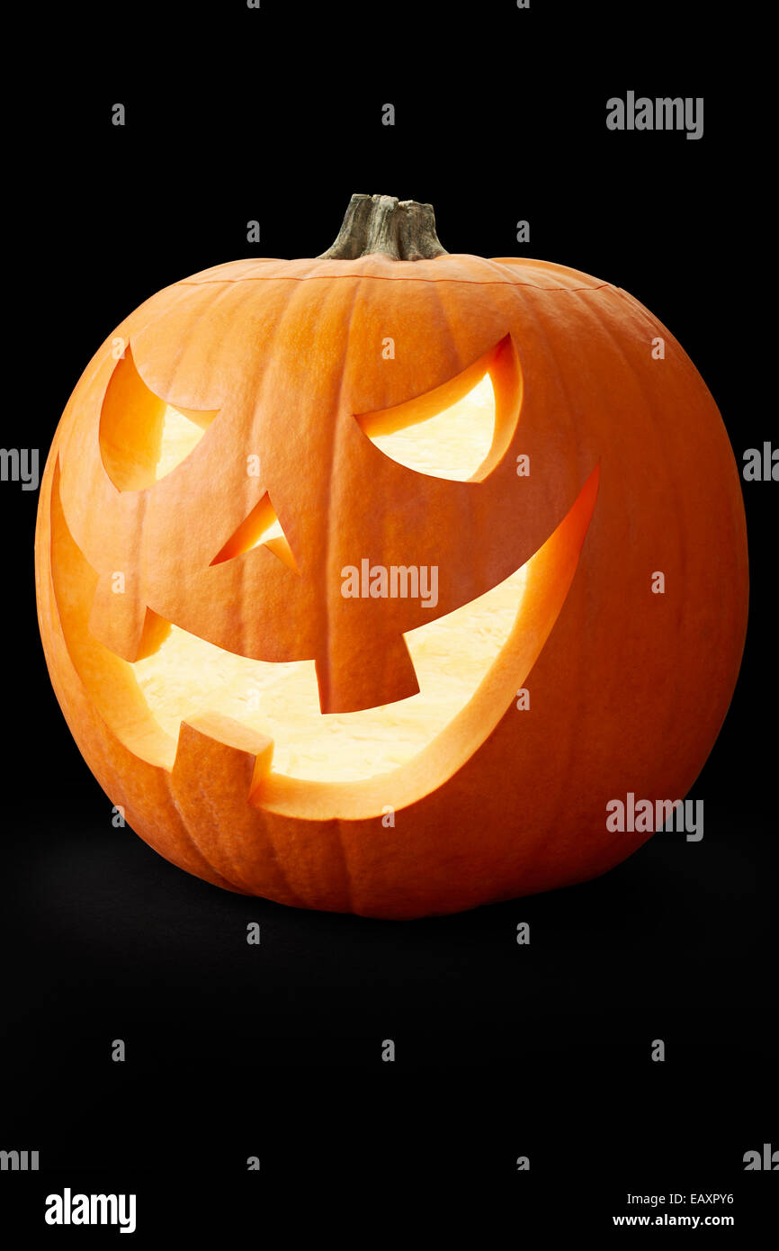 Halloween pumpkin, Jack O'Lantern on black Stock Photo - Alamy