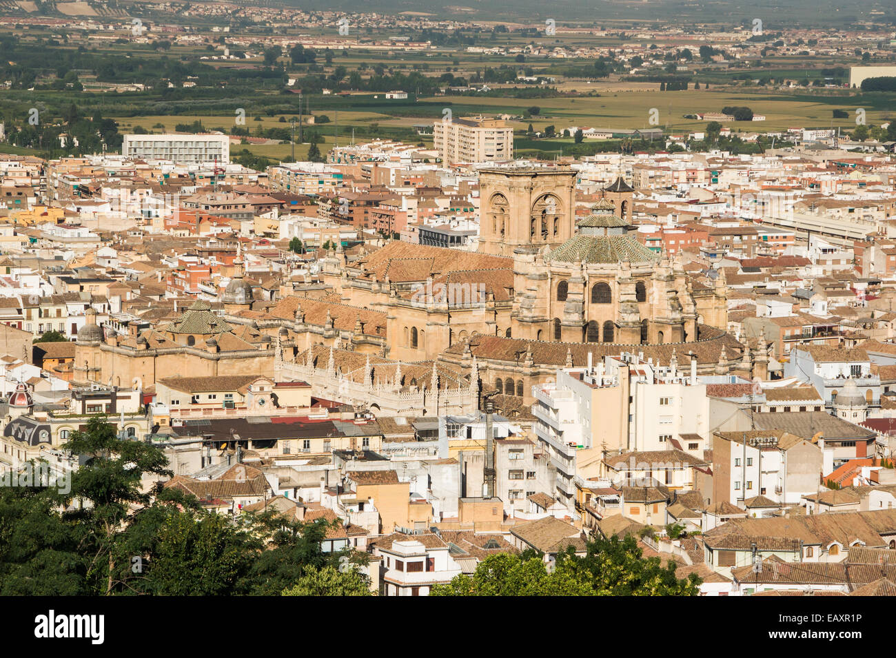 Cathedral and Capilla Real, from Alhambra, Granada, Spain Stock Photo