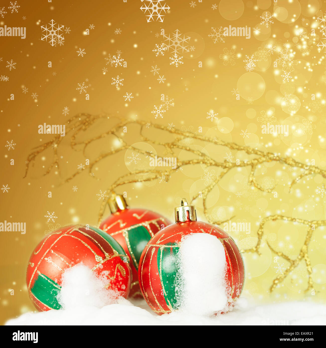 Golden Christmas background with christmas balls Stock Photo - Alamy
