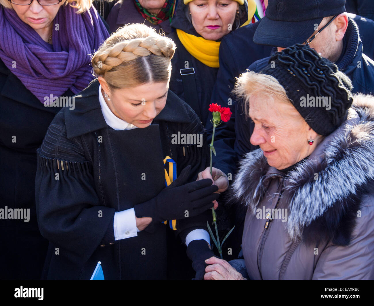 Kiev, Ukraine. 21st Nov, 2014. Yulia Tymoshenko speaks with relatives ...