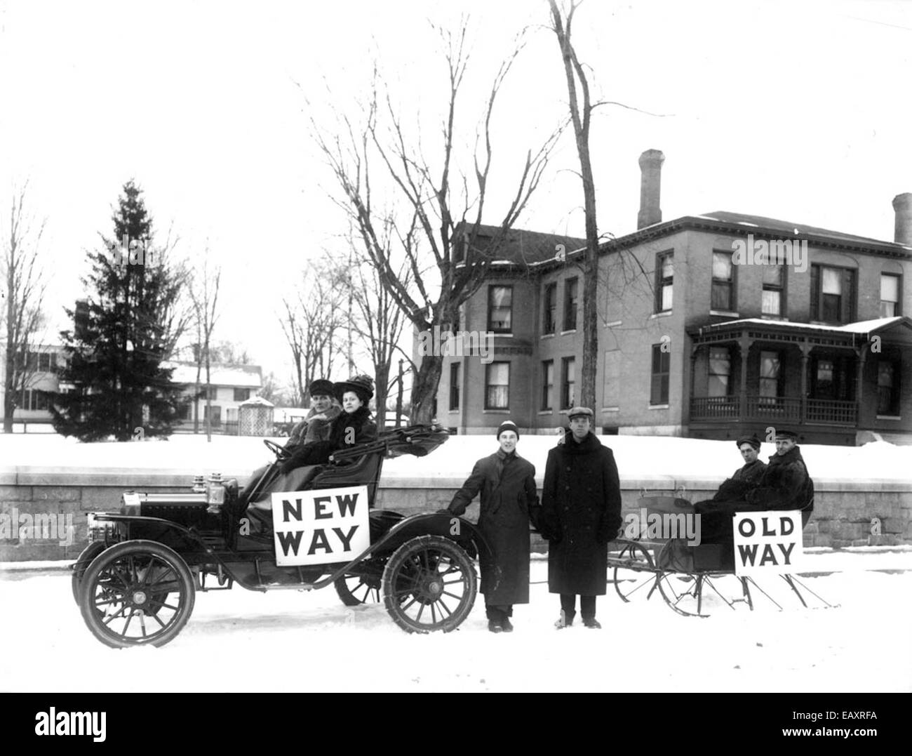 Old carriage, new car Keene NH Stock Photo Alamy