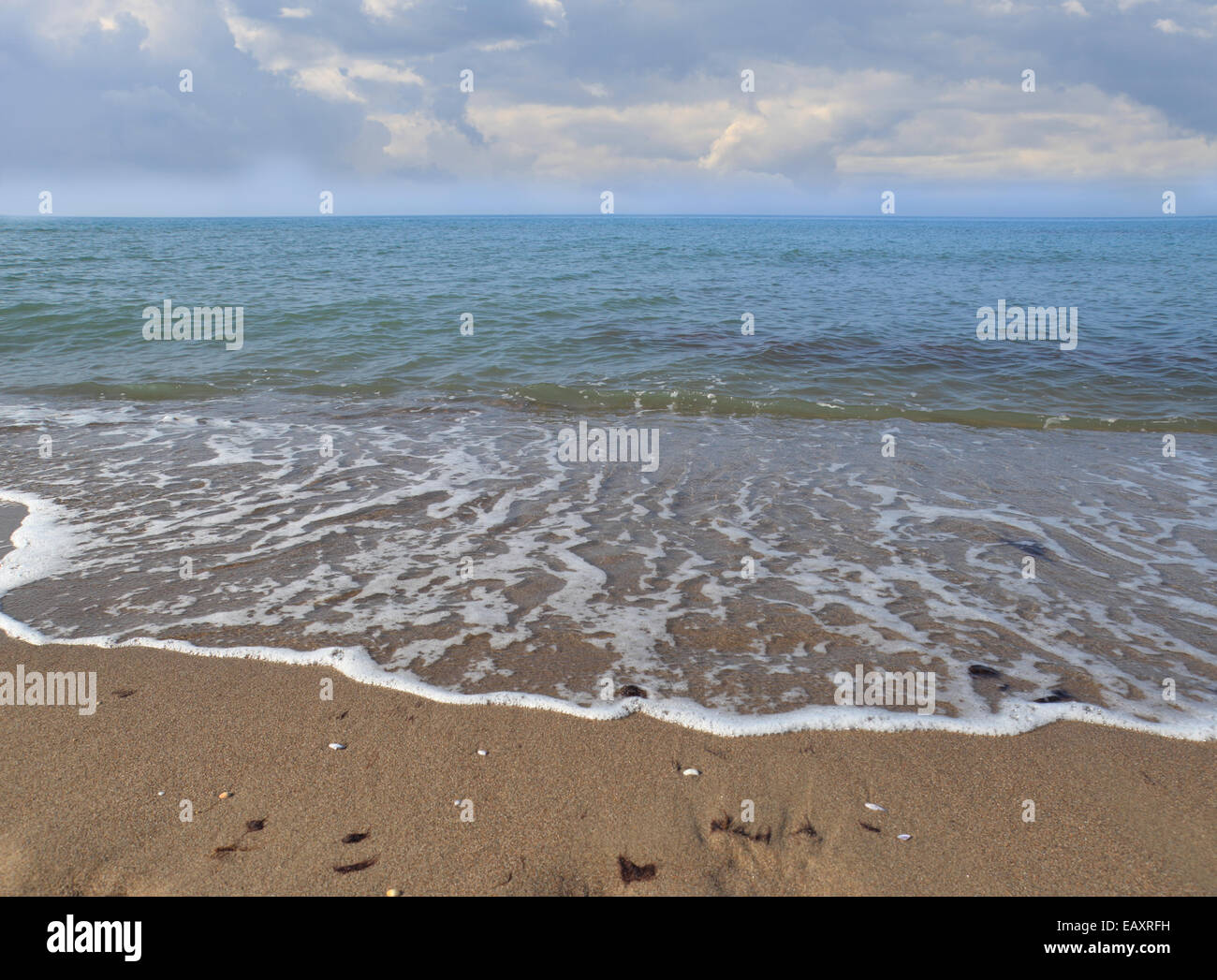view of the Mediterranean sea from Ostia beach, Italy Stock Photo