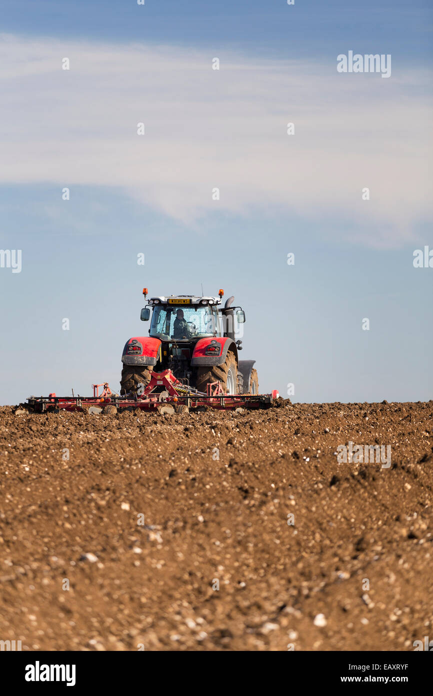 UK, Yorkshire, tractor ploughing soil Stock Photo Alamy