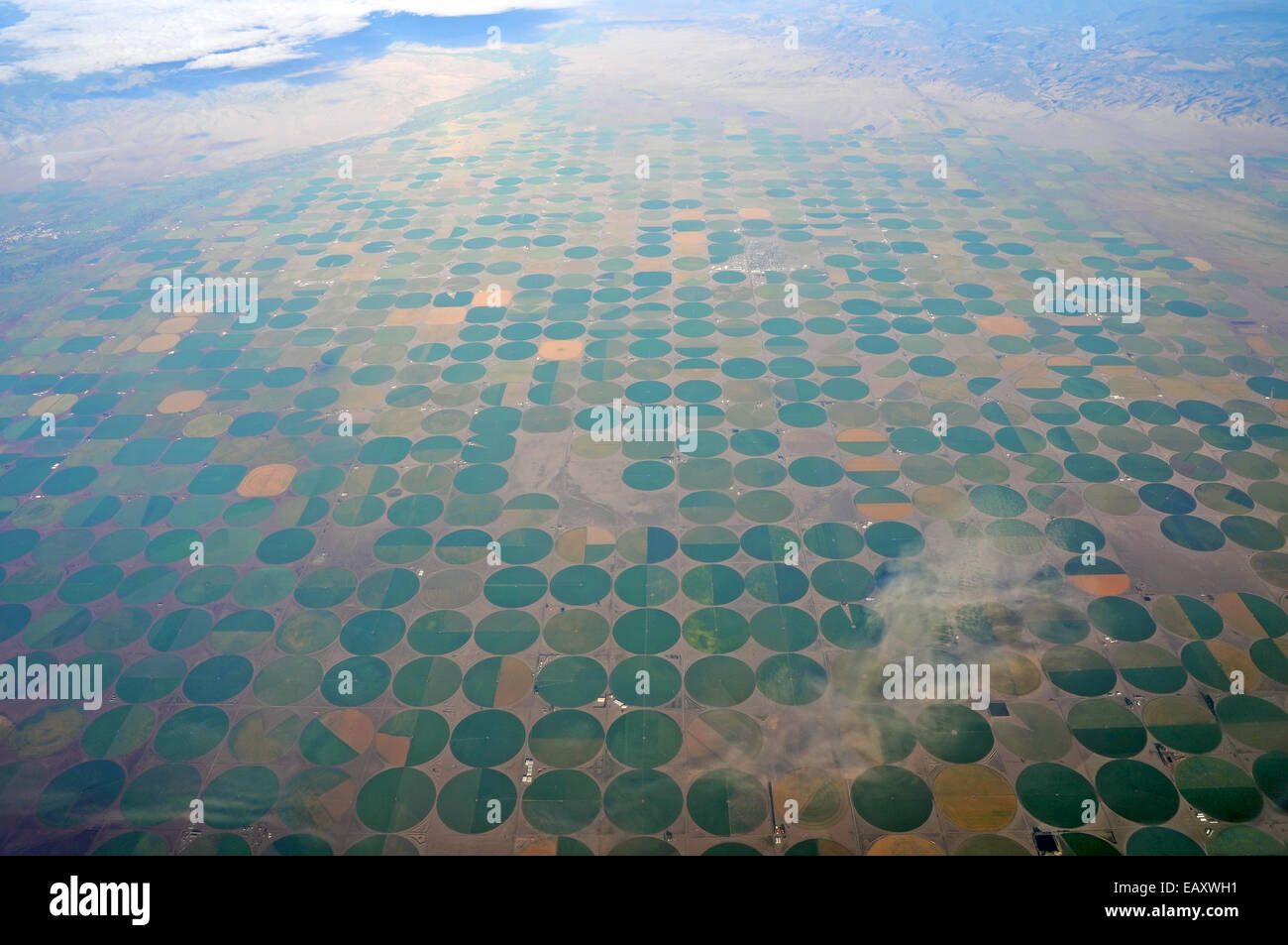 Vast round shaped fields in central USA Stock Photo
