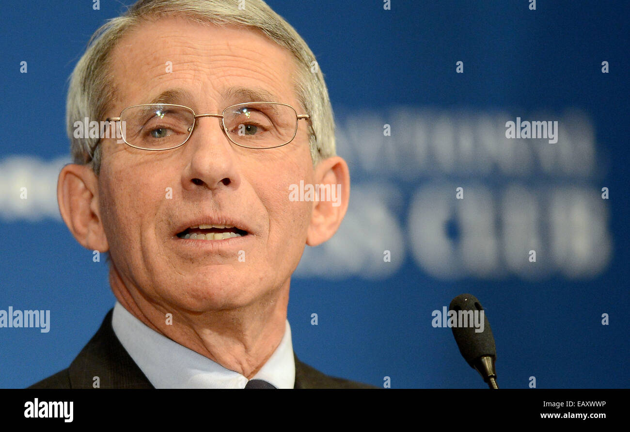 Washington, DC, USA. 21st Nov, 2014. Dr. Anthony Fauci, director of the National Institute of Allergy and Infectious Diseases, speaks at the National Press Club in Washington. Credit:  Chuck Myers/ZUMA Wire/Alamy Live News Stock Photo