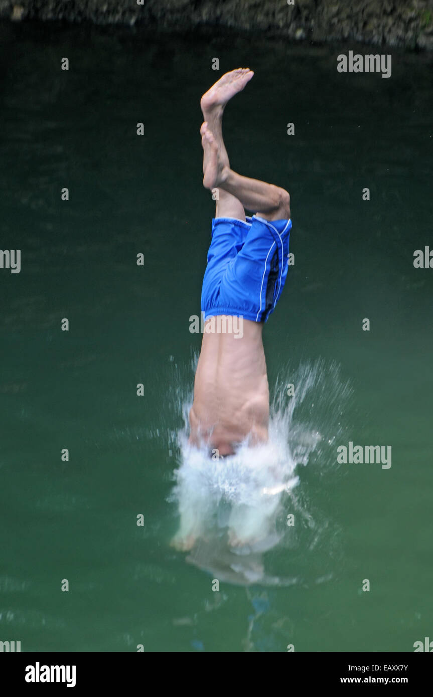 Dive into deep water. Stock Photo