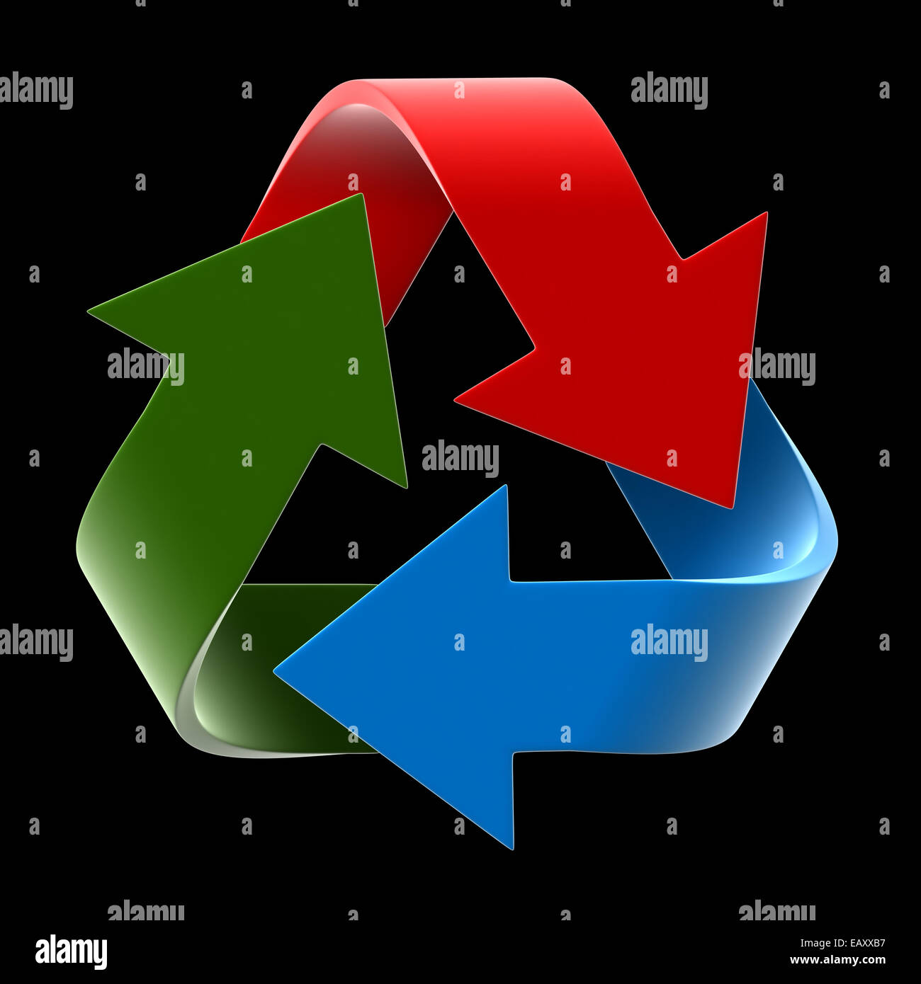 3d render of recycle symbol isolated on black background Stock Photo ...