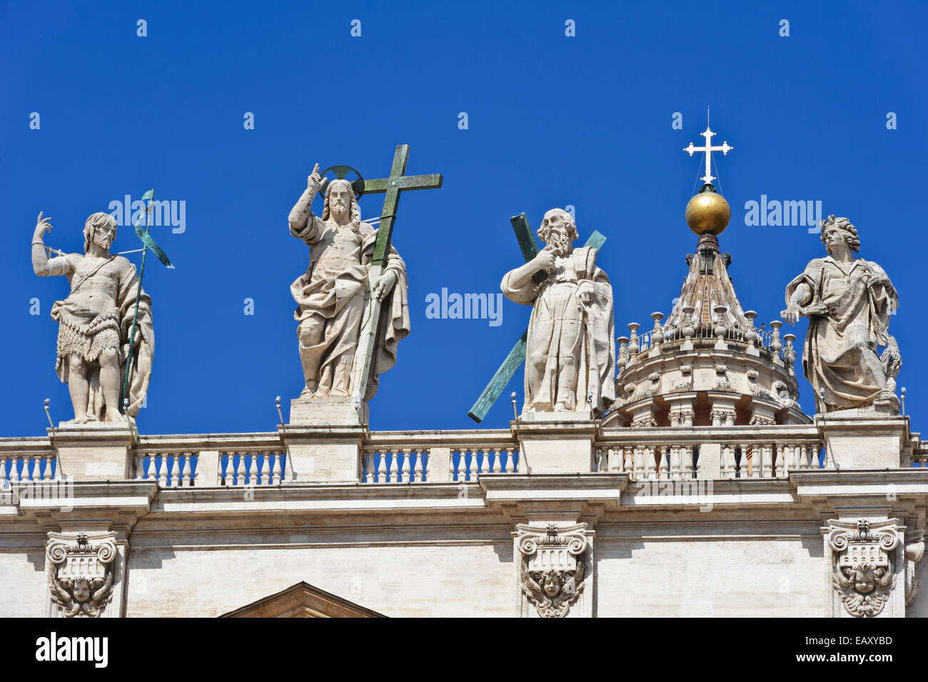 Statues of Christ, John the Baptist, and some apostles on the top of