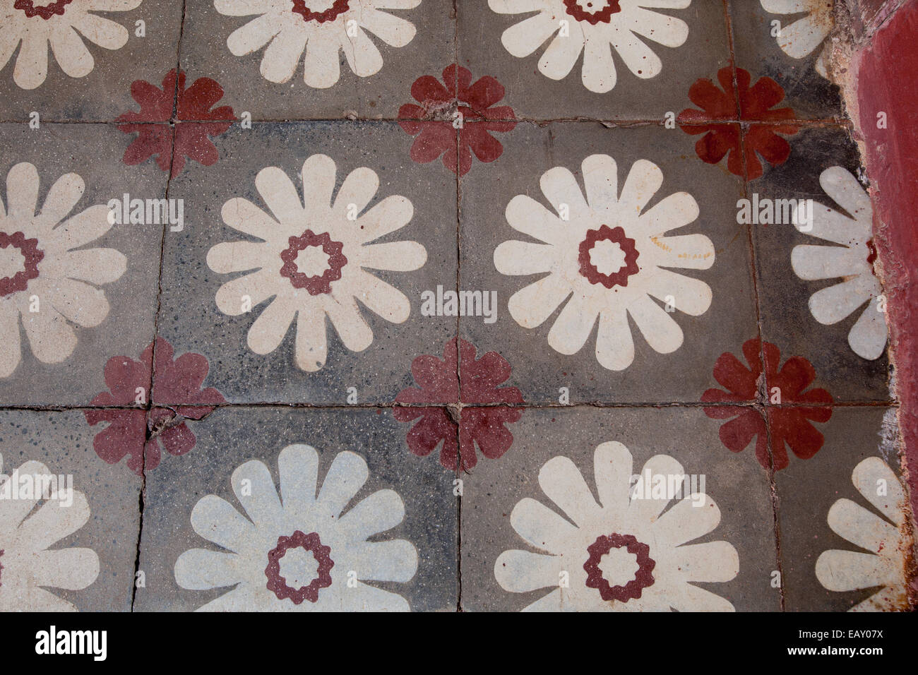 Painted Cement Floor To Look Like Tiles In Havana Cuba Stock Photo Alamy