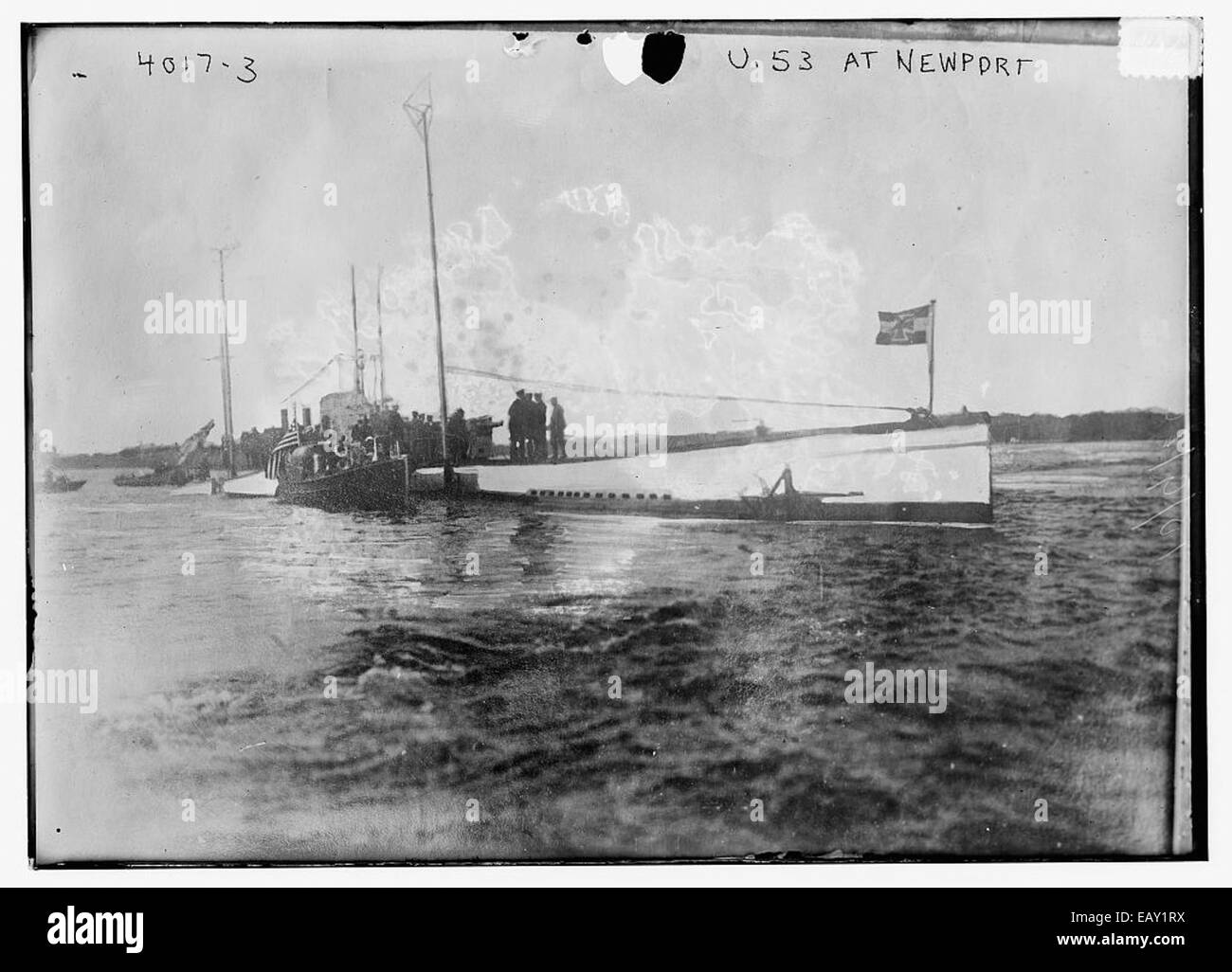 The U-52, a German submarine from World War II, is seen at Newport 151. This submarine was part of the Kriegsmarine, operating during the early years of the war. It was primarily used for reconnaissance and training missions. Stock Photo