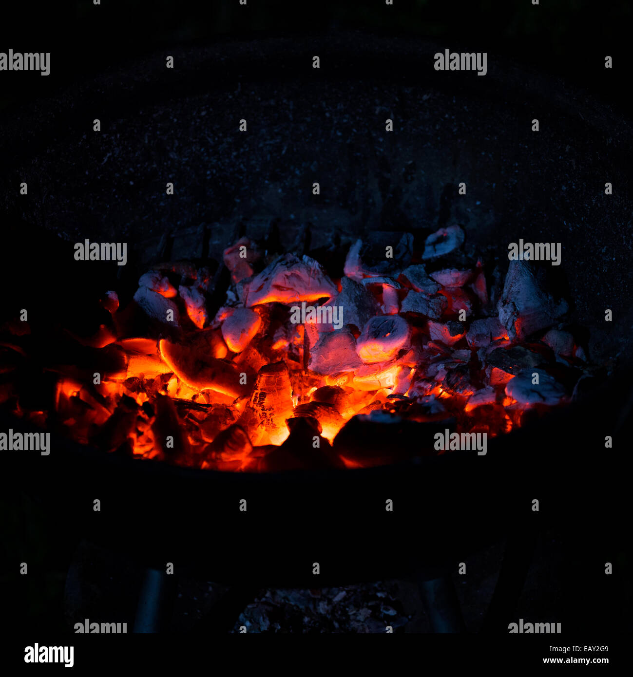 Burning charcoal in the dark, outdoors Stock Photo Alamy