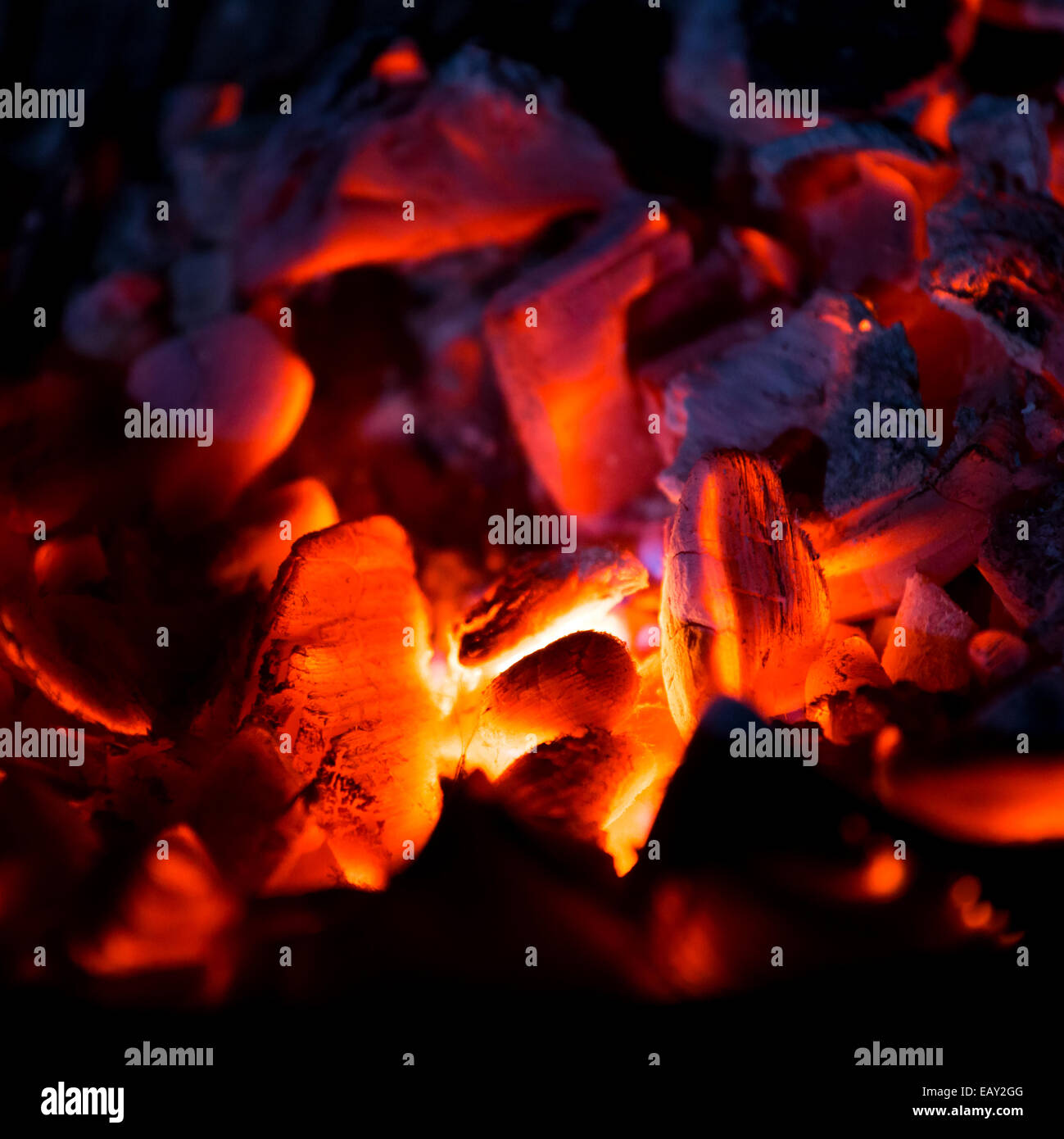 Burning charcoal in the dark, outdoors Stock Photo Alamy
