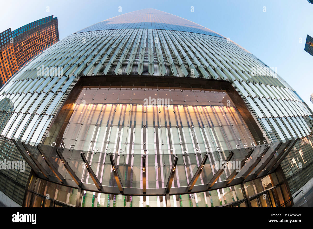 New York, NY 20 November 2014 - Entrance to One World Trade Center (Freedom Tower) Stock Photo