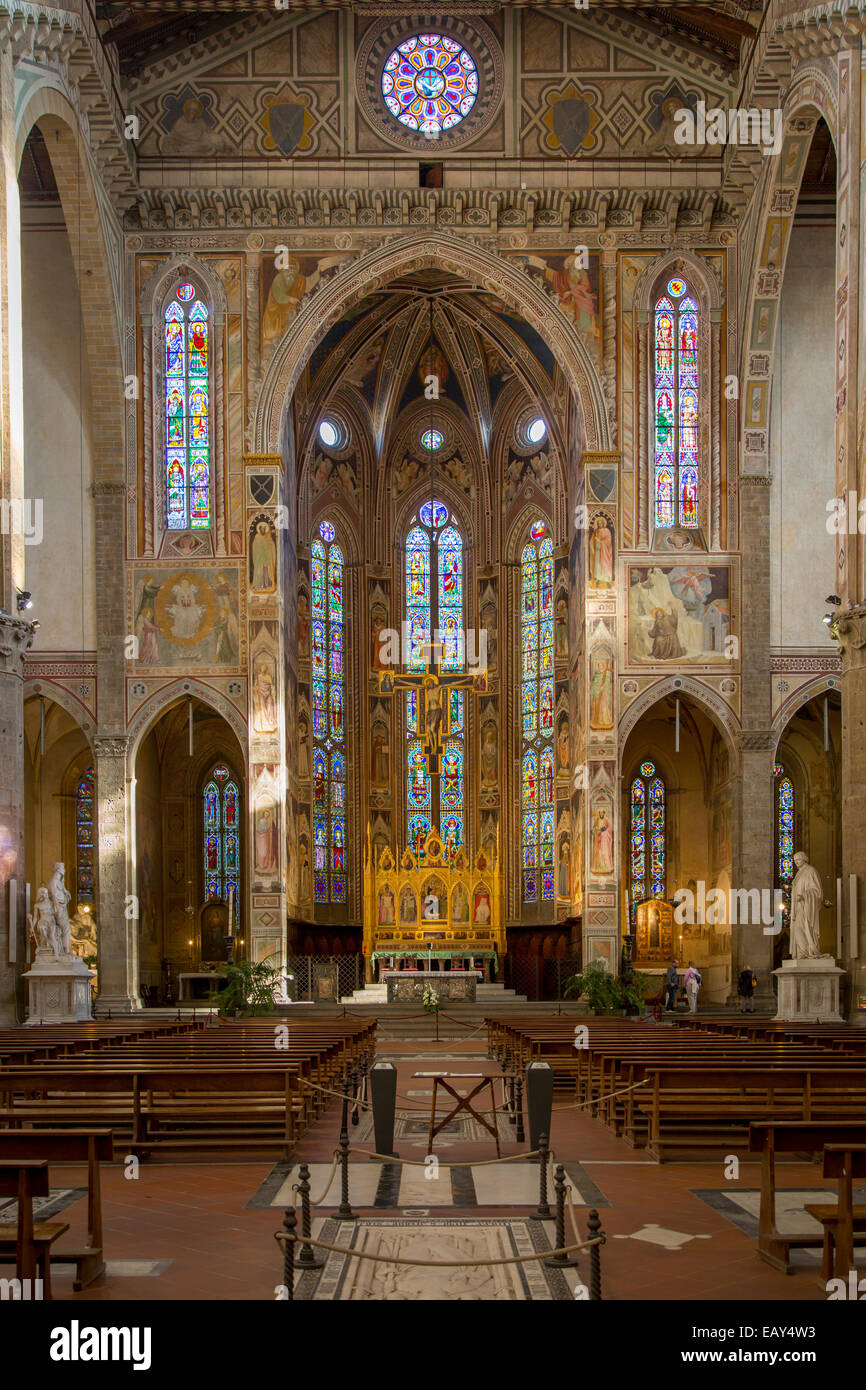 Interior view Santa Croce Church, Florence, Tuscany, Italy Stock Photo