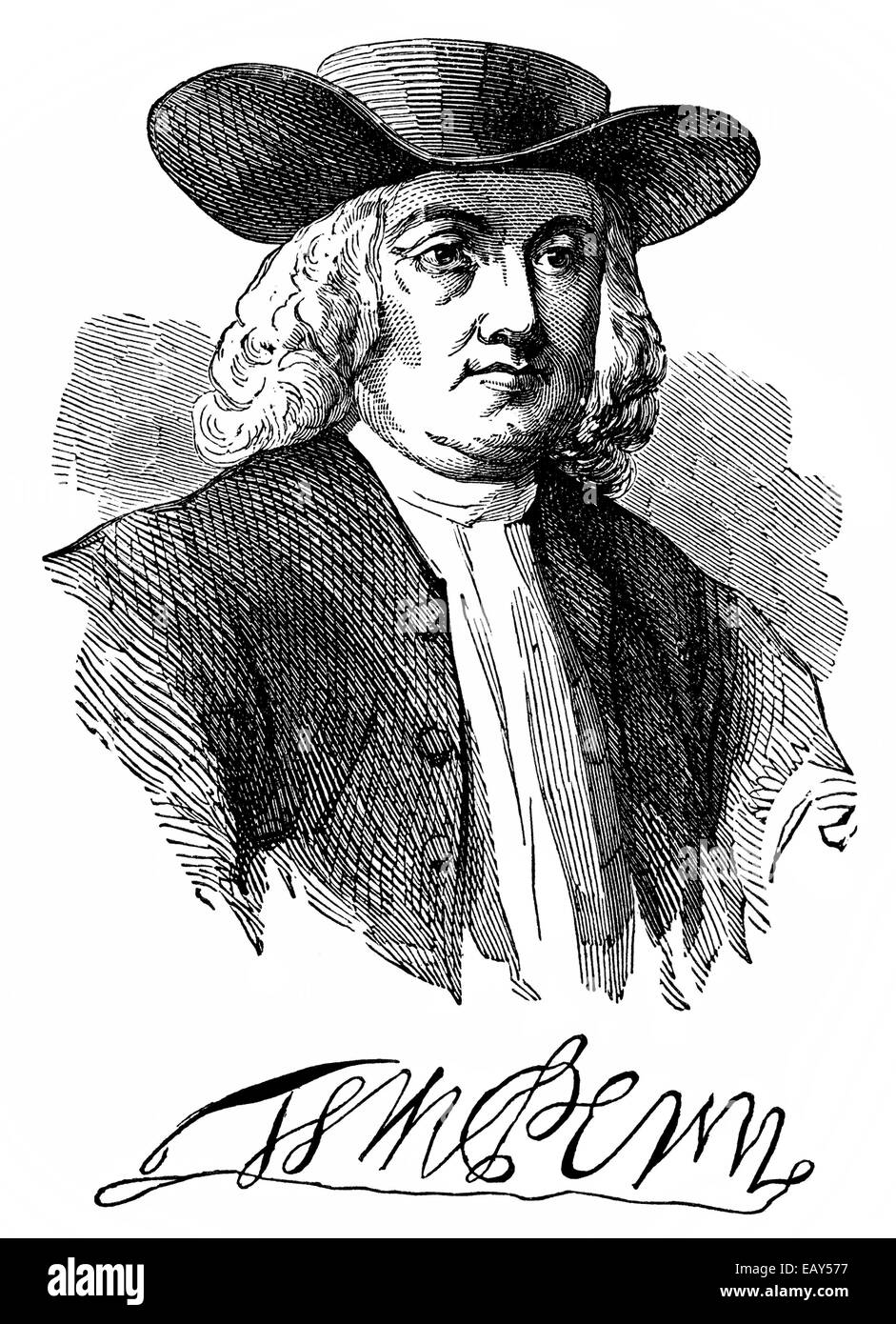 William Penn, 1644 - 1718, founder of the colony of Pennsylvania,  William Penn; 1644 - 1718; Gründer der Kolonie Pennsylvania i Stock Photo