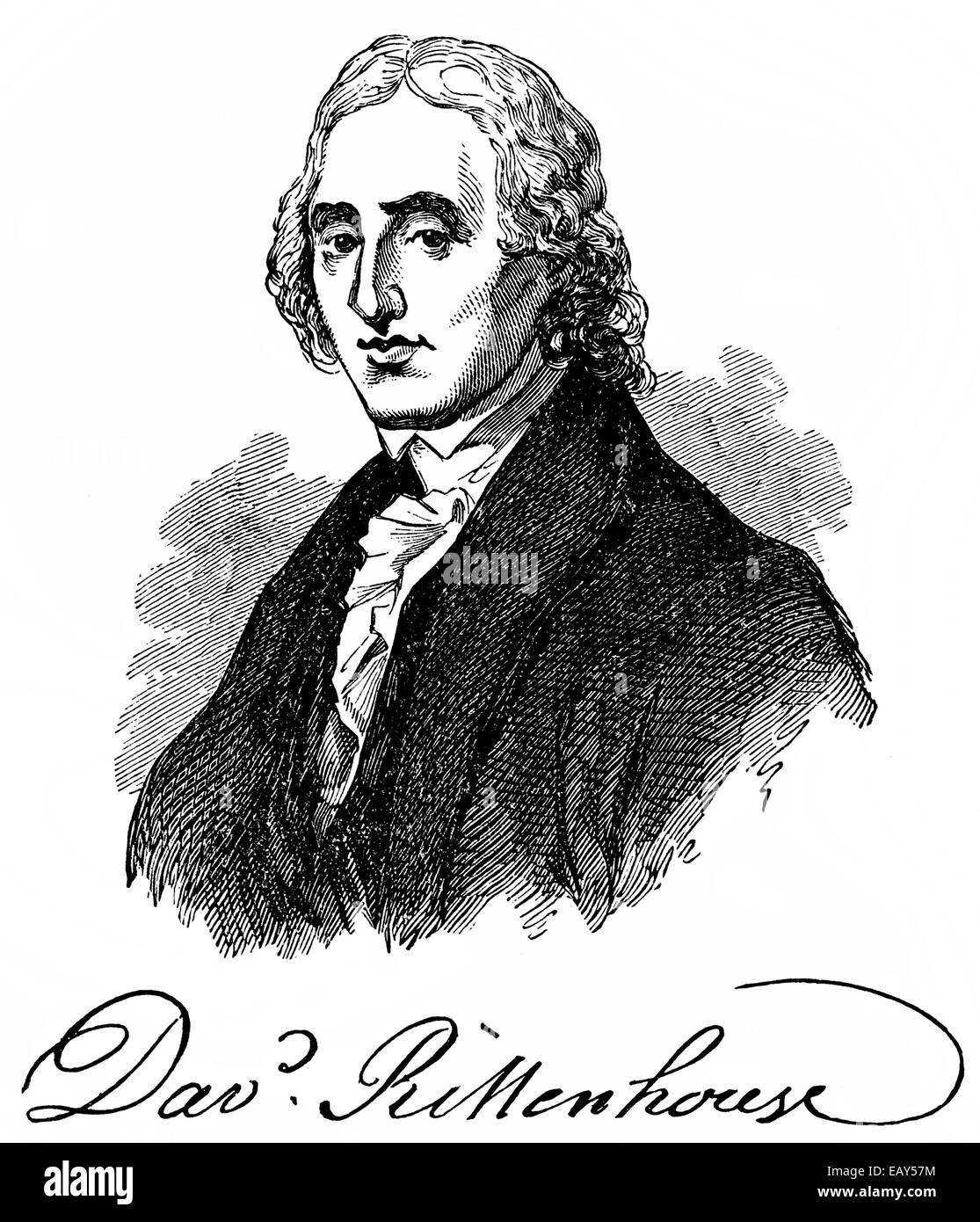 David Rittenhouse, 1732 - 1796, an American astronomer, mathematician and first director of the United States Mint , Portrait vo Stock Photo