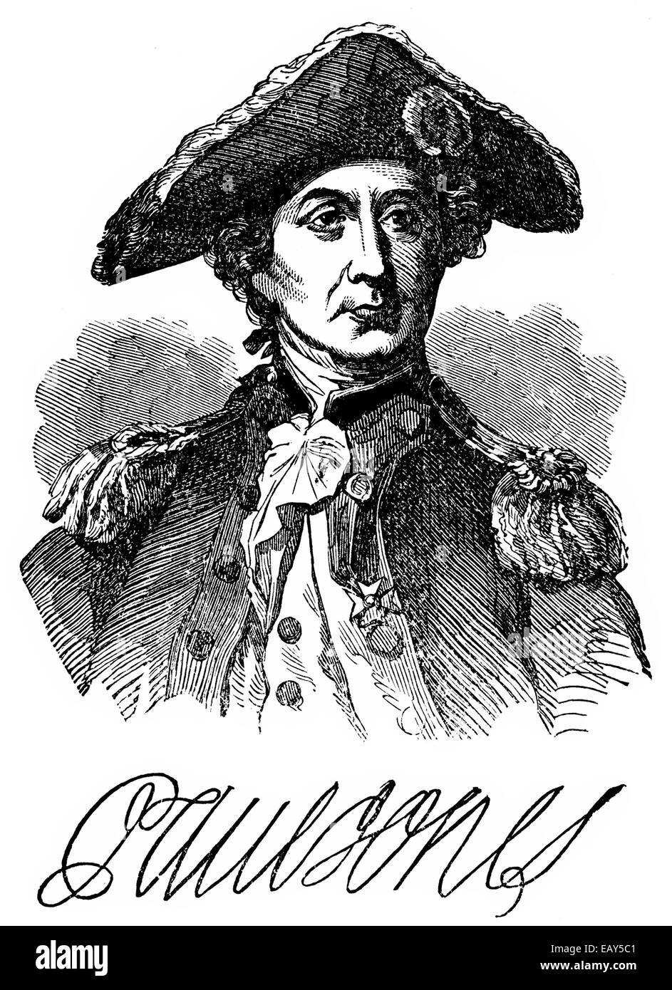 portrait of John Paul Jones, 1747 - 1792, a Scottish sailor of the United States, a navy fighter in the American Revolution, and Stock Photo