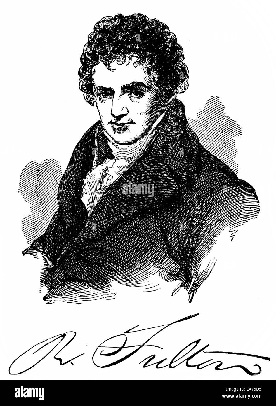 portrait of Robert Fulton, 1765 - 1815, an engineer who built steamboats and the submarine Nautilus, Portrait von Robert Fulton, Stock Photo