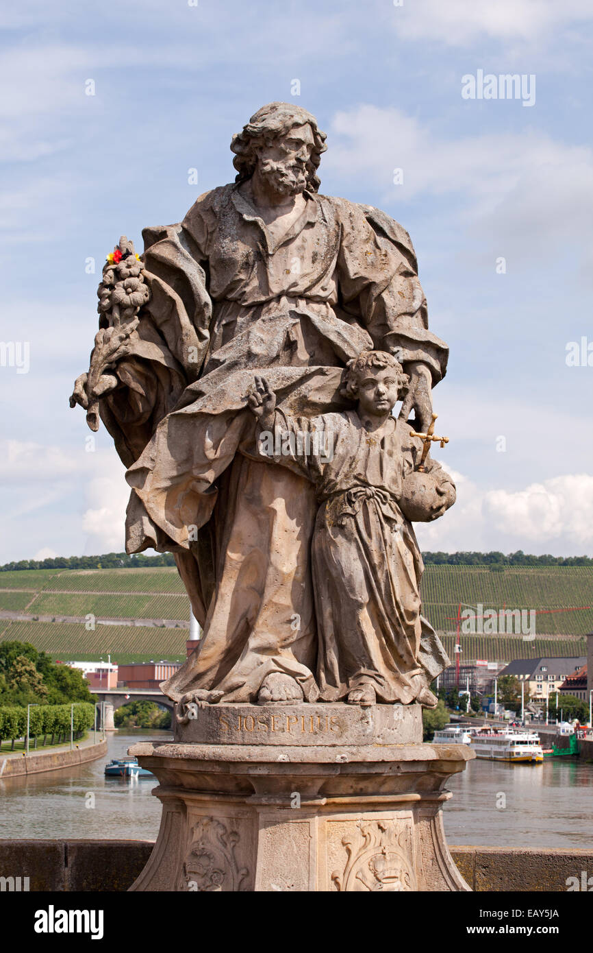 Würzburg: Alte Mainbrücke: Statue Stock Photo