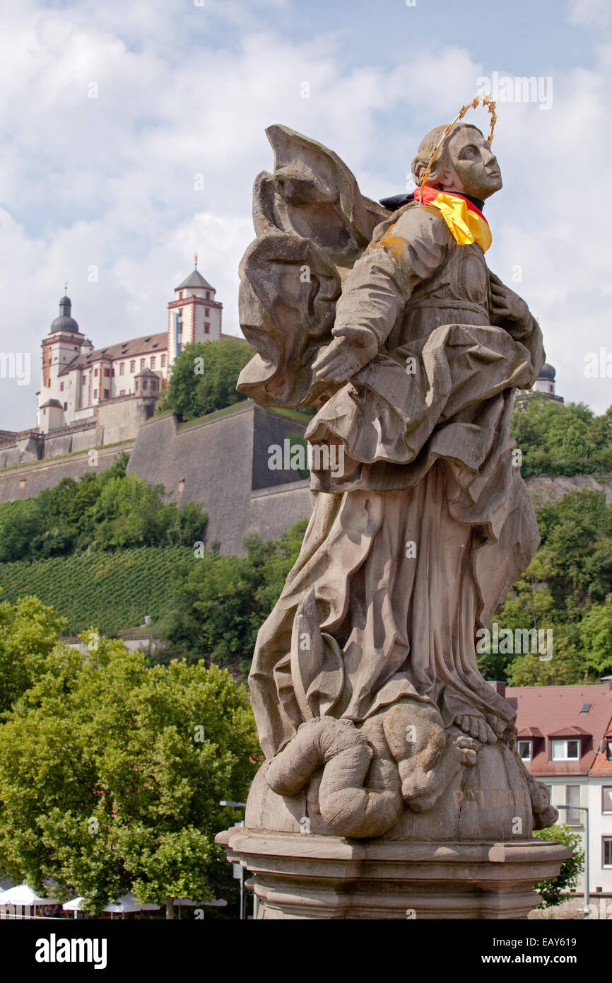 Würzburg: Alte Mainbrücke: Statue Stock Photo