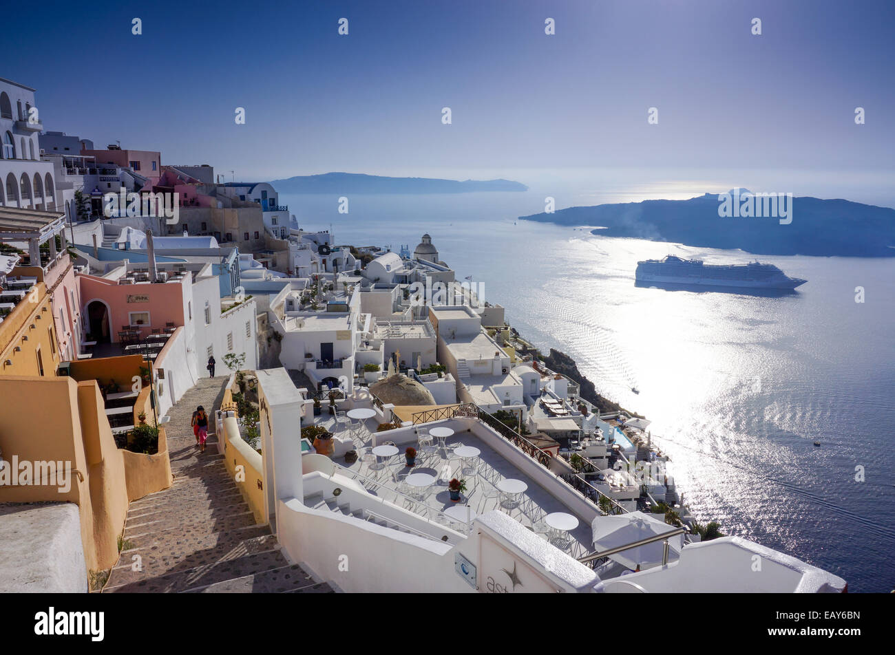 White house on crater rim, Fira, Santorini, Greece Stock Photo Alamy