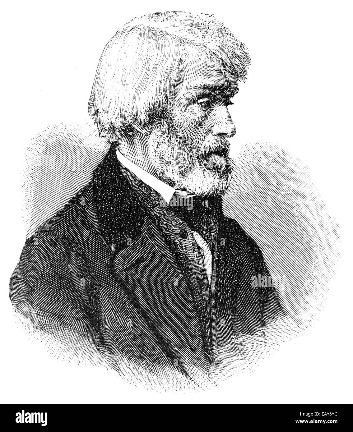 Thomas Carlyle, 1795 - 1881, a Scottish essayist and historian, Historische Zeichnung aus dem 19. Jahrhundert, Portrait von Thom Stock Photo