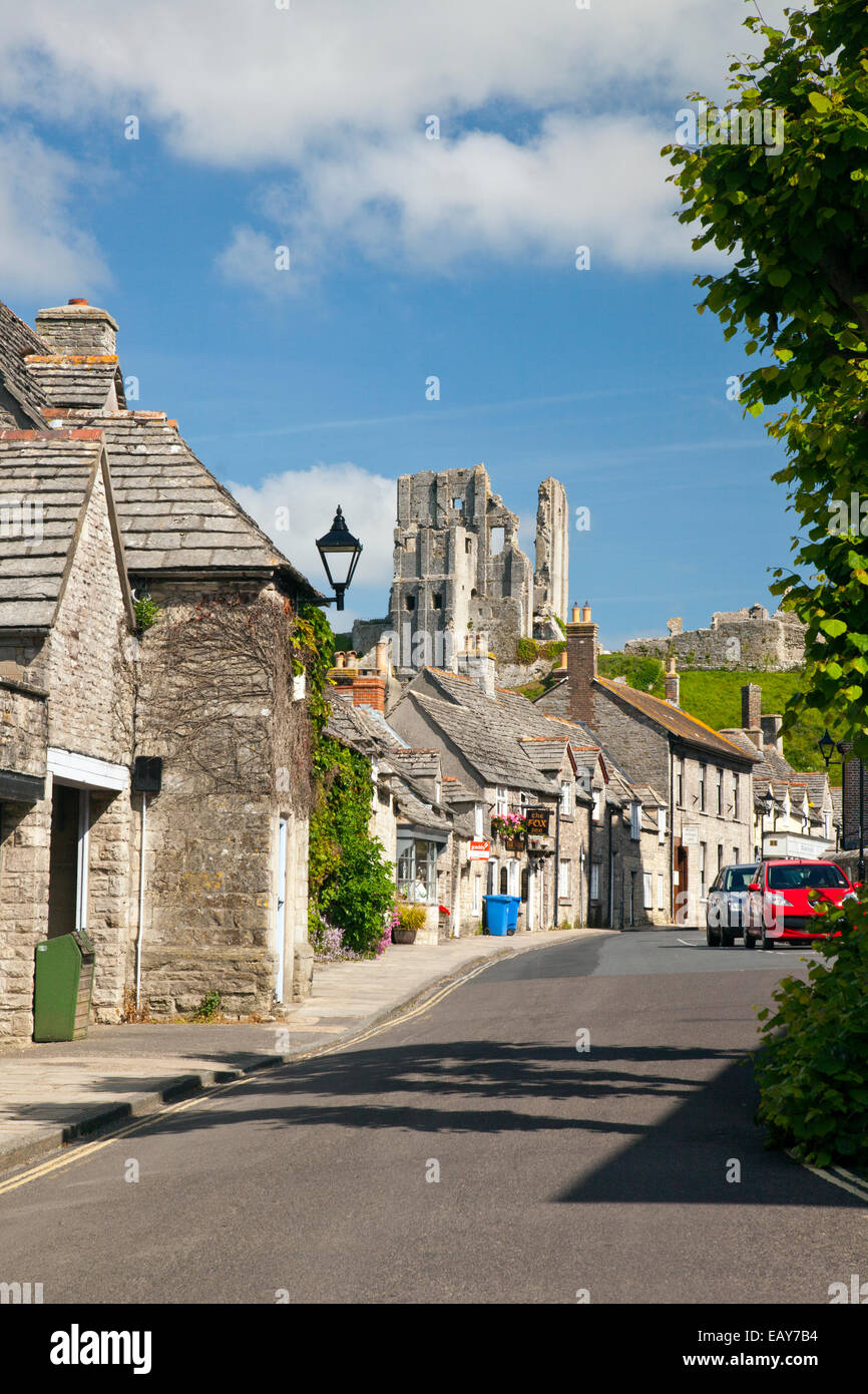 Traditional stone cottages in West Street Corfe Castle Dorset England