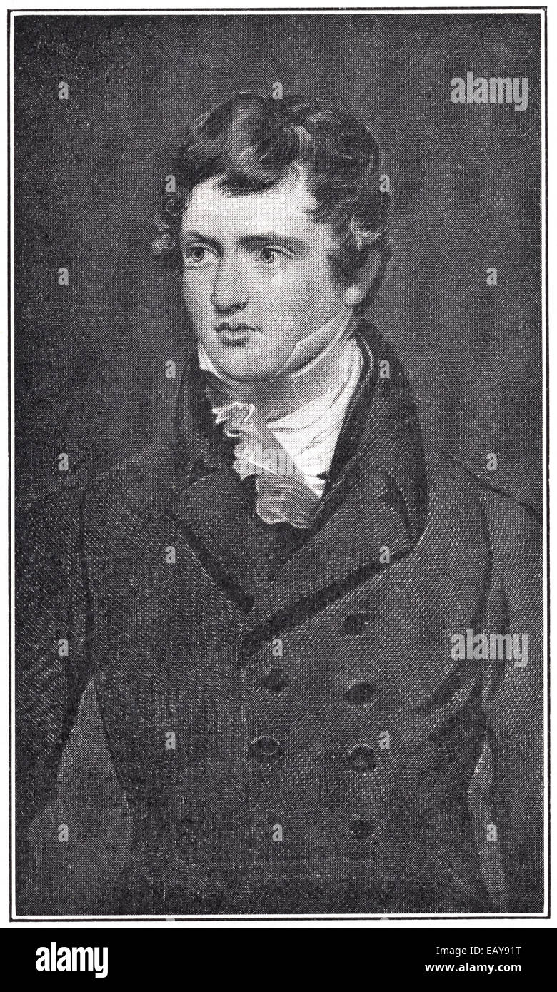 Victorian engraving of The RT. Hon. Edward George Geoffrey Smith-Stanley 14th Earl of Derby 1799 - 1869 portrait as a young man. Stock Photo