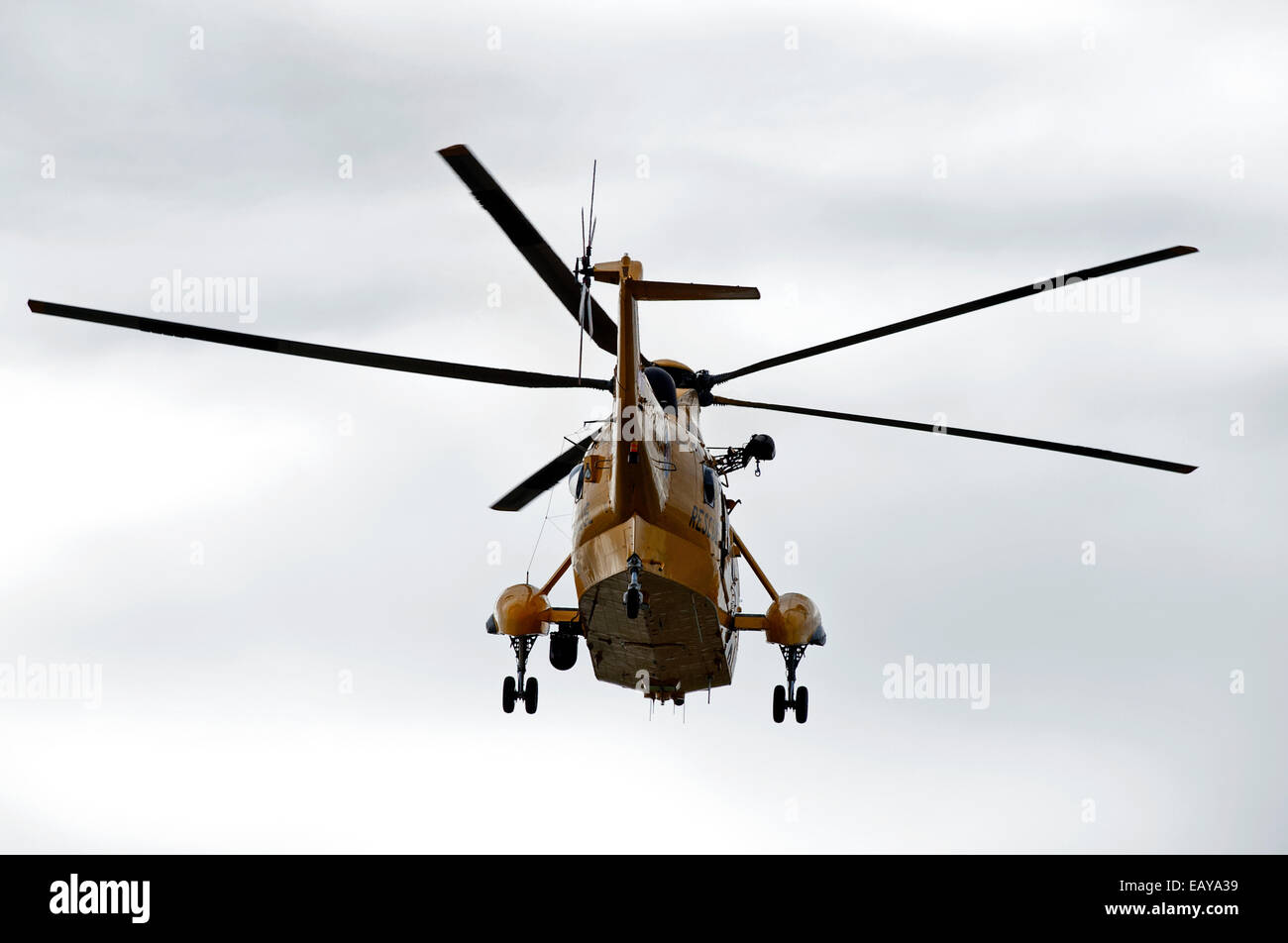 RAF Westland SAR Seaking HAR3 Helicopter from 202Sqn based at Lossiemouth, Morayshire. Scotland. Stock Photo