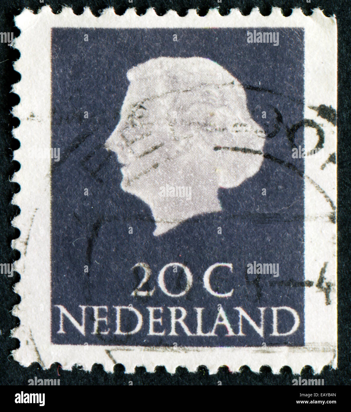 NETHERLANDS - CIRCA 1953: A stamp printed in the Netherlands shows Queen Juliana, circa 1953. Was Queen of Netherlands . Stock Photo