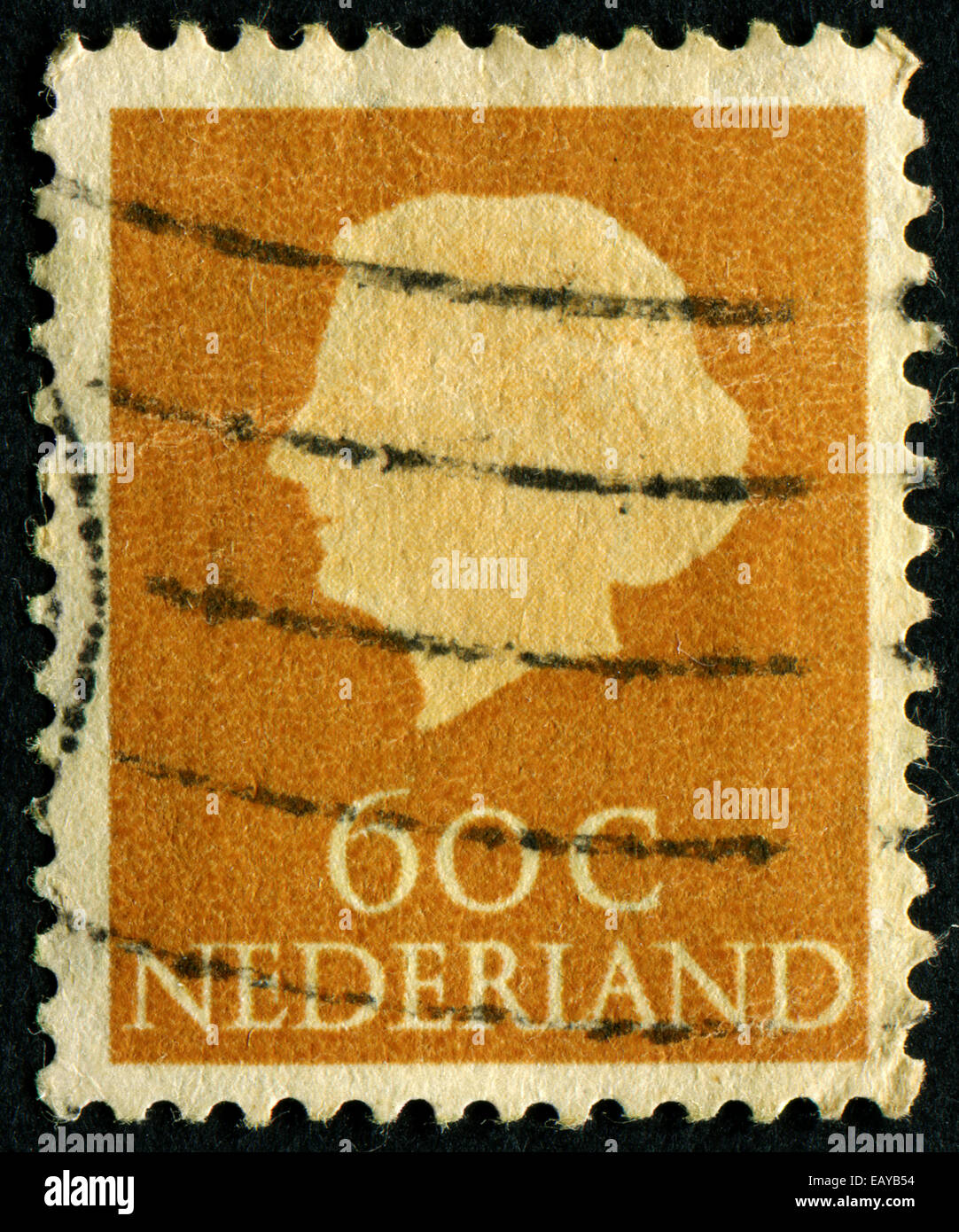 NETHERLANDS - CIRCA 1953: A stamp printed in the Netherlands shows Queen Juliana, circa 1953. Was Queen of Netherlands. Stock Photo