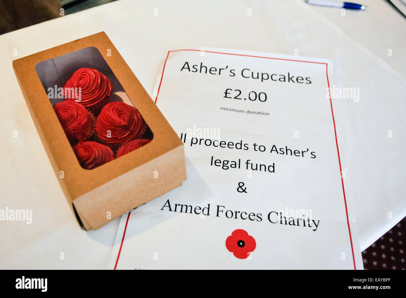 Belfast, Northern Ireland. 22nd Nov 2014. - Cupcakes from Asher's Bakery on sale to raise funds for the Armed Forces Charity Credit:  Stephen Barnes/Alamy Live News Stock Photo