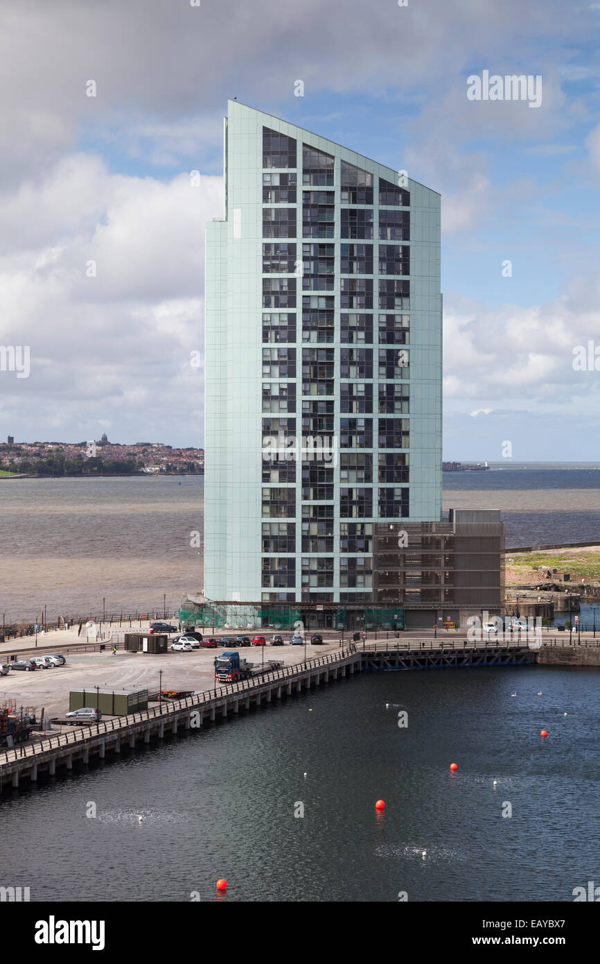 Alexandra Tower, a residential tower on Princes Dock, Liverpool Stock