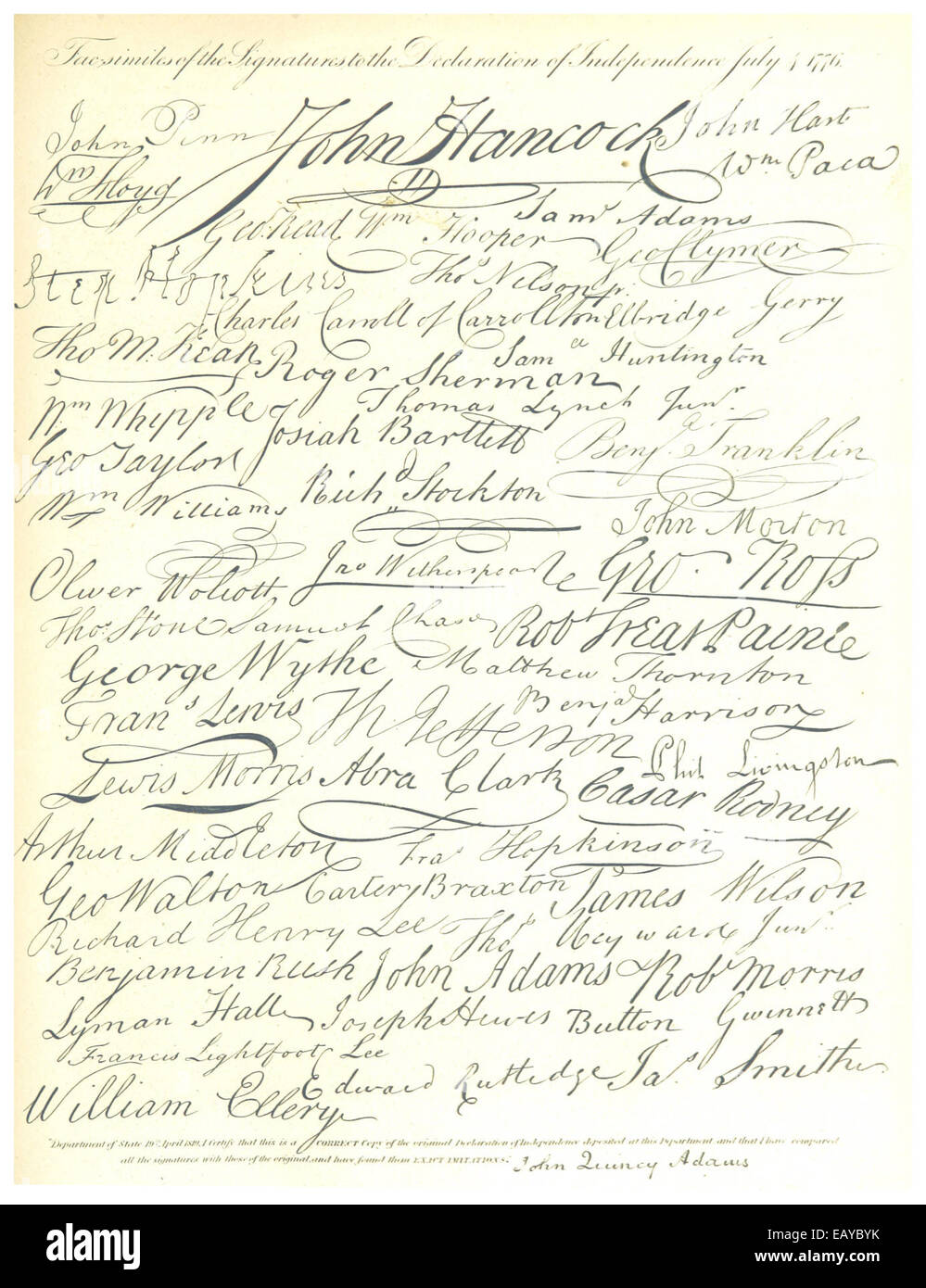 HINTON(1834) 1.275 Declaration of Indipendent - Signatures Stock Photo