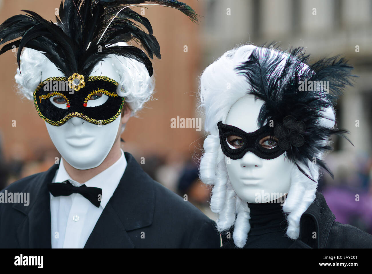 Man and Woman with masquerade and costume, Carnival Venice Stock Photo