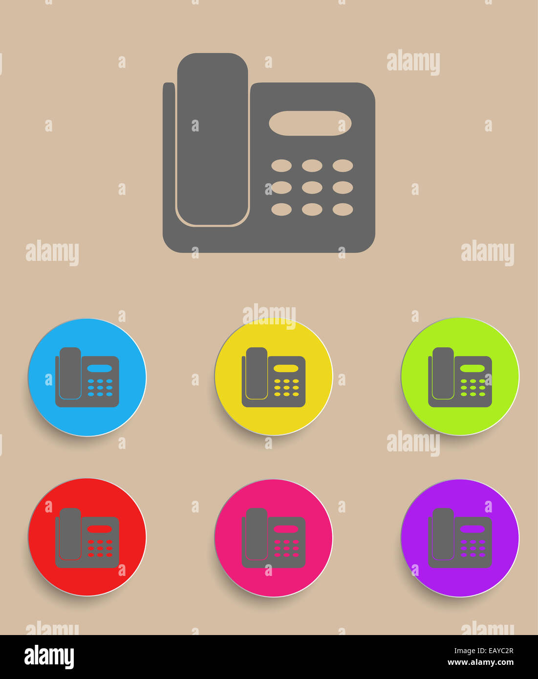 Icon of phone isolated on Colourful background Stock Photo